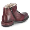 A single red leather boot with fur lining is shown from the side and back. Produktbild-Vorschau