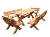 Gartenmöbel OJ, Holzgartenmöbel, Tisch + 2 Bänke + 2 kleine Produktbild-Vorschau 2