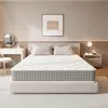 A bedroom scene featuring a mattress on a bed frame, with a nightstand and vanity table in the background. Produktbild-Vorschau