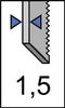 A close-up diagram of a saw blade with measurements indicated. Voir les images du produit