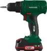 A cordless drill with a battery pack and charger, shown against a white background. Produktbild-Vorschau
