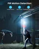 A security camera system is depicted in a nighttime scene, showing a horse and a person dressed as a burglar. The image highlights the camera's motion detection capabilities. Náhled obrázku produktu