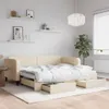 vidaXL Rozkladacia posteľ so zásuvkami krémová 90x200 cm Náhľad obrázku produktu 2