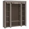 A freestanding fabric wardrobe with shelves and a hanging rail, shown against a white background. Náhled obrázku produktu