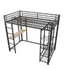 A black metal loft bed with a desk and shelves, shown against a white background. Náhled obrázku produktu