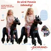 Two girls riding mechanical horses, with text and arrows explaining how the toy works. Anteprima dell’immagine prodotto