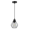 A black industrial-style pendant light with a geometric cage and an exposed Edison bulb, suspended from a black cord and ceiling mount. Produktbild-Vorschau