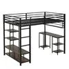 A loft bed with a desk and shelves, shown from a side-front angle against a white background. Náhled obrázku produktu