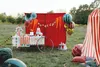 Tovaglia di carta 180x120cm a righe con stelle rosso / Anteprima dell’immagine prodotto 4