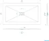 Technical drawing of a shower tray with dimensions and details. Produktbild-Vorschau
