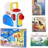 A collage of images showing a children's story projector toy and related storybooks. Produktbild-Vorschau