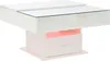 A white coffee table with a glass top and integrated LED lighting. Produktbild-Vorschau