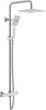 A shower system with a rain shower head and a handheld shower head, mounted on a wall. Produktbild-Vorschau