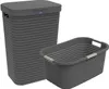 A laundry basket and a laundry hamper are displayed side-by-side against a white background. Produktbild-Vorschau