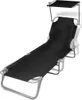 Chaise longue pliante avec toit solaire acier et tissu noir Voir les images du produit 1