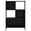 A black bookshelf with multiple compartments against a white background. Náhled obrázku produktu