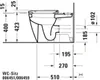 Technical drawing with dimensions of a toilet seat. Produktbild-Vorschau