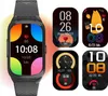 A smartwatch with multiple display options shown alongside the watch itself. Produktbild-Vorschau