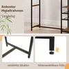 Collage showing details of a bar table, including its metal frame and adjustable feet. Náhľad obrázku produktu