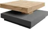 A modern coffee table with a wood-effect top and a graphite gray base, shown against a white background. Anteprima dell’immagine prodotto