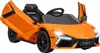 An orange electric toy car with its doors open, shown from a front-side angle against a white background. Produktbild-Vorschau