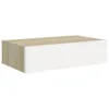 Nástenná zásuvková polica dubová a biela 40x23,5x10 cm MDF Náhľad obrázku produktu 1