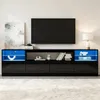 Lesklá TV skříňka Merax s LED osvětlením, nízká TV skříňka Náhled obrázku produktu 4