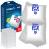A product shot of vacuum cleaner bags and their packaging. Produktbild-Vorschau