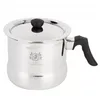 A stainless steel milk pot with a lid and handle, on a white background. Náhled obrázku produktu