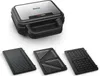 A Tefal UltraCompact 3in1 SW383D10 contact grill with three interchangeable plates shown below. Podgląd zdjęcia produktu