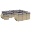 vidaXL 11-tlg. Garten-Sofagarnitur mit Kissen Beige Poly Produktbild-Vorschau 1