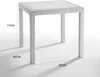 A white rattan-style square table with dimensions indicated by text overlays. Produktbild-Vorschau
