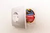 A close-up view of a smart home device installed behind a wall socket. Produktbild-Vorschau
