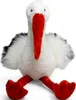 A stuffed stork toy is sitting on a white background. Produktbild-Vorschau
