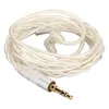 A coiled white audio cable with a silver and gold 3.5mm jack and transparent earbuds. Podgląd zdjęcia produktu