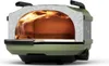 A cross-section view of a portable pizza oven with flames inside. Produktbild-Vorschau