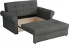 A gray sofa bed with its ottoman pulled out, revealing storage space underneath. Náhled obrázku produktu