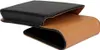 A black and brown leather phone case is shown against a white background. Produktbild-Vorschau