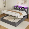 okwish Lit rembourré 160×200 avec éclairage LED et tête de Voir les images du produit 3