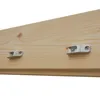 A close-up view of two metal brackets attached to a wooden surface. Produktbild-Vorschau