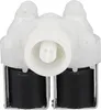 A close-up front view of a white solenoid valve with two black coils at the bottom. Produktbild-Vorschau