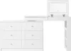 A white vanity table with a mirror and drawers, shown against a white background. Anteprima dell’immagine prodotto