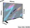 A diagram showing the dimensions of a TOSHIBA television. Voir les images du produit