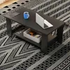 Table basse moderne avec étagère, 100 cm, style loft, noire Voir les images du produit 7