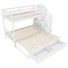 A white wooden bunk bed with drawers pulled out. Podgląd zdjęcia produktu
