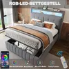 Merax Lit rembourré 140x200 cm avec LED, USB, lit double Voir les images du produit 2