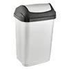 A white trash can with a black and gray lid, shown against a white background. Náhľad obrázku produktu