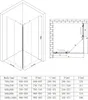 A technical drawing and a size chart for a shower cabin. Produktbild-Vorschau