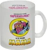 Glas Tasse Comic mit Spruch - Wer braucht schon Produktbild-Vorschau 1