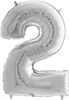 Folienballon Zahl 2, Silber, 66 cm Grabo Produktbild-Vorschau 1